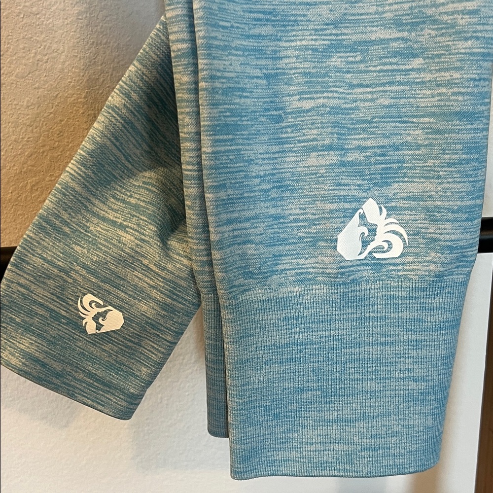 Women’s Heathered Teal Performance Leggings with Subtle White Logo